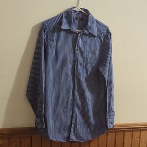 Men's Blue Striped Shirt Alfani Fitted Size M
